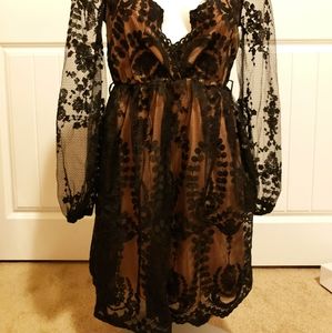 boutique lace plunge skater dress